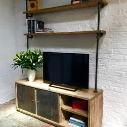 Lori Reclaimed Scaffolding & Steel Pipe Media Unit with Storage & Shelves - Media Cabinets