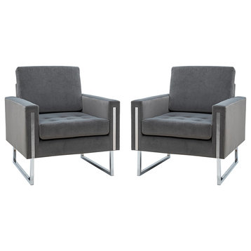Contemporary Style Club Chair, Set of 2, Gray