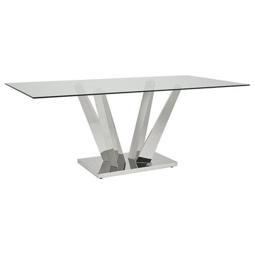 Ping Modern Gleaming Silver Base Dining Table
