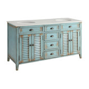 Abbeville Cottage Double Sink Vanity, Blue, 60"