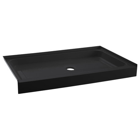 Voltaire 48"x36" Acrylic Black, Single-Threshold, Center Drain, Shower Base