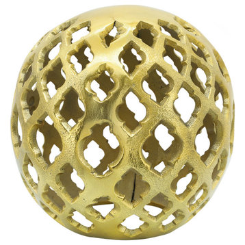 Metal, 6" Cut-Out Orb, Gold