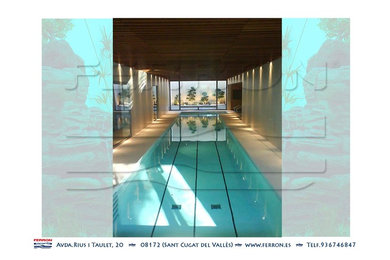Imagen de piscina alargada contemporánea de tamaño medio rectangular