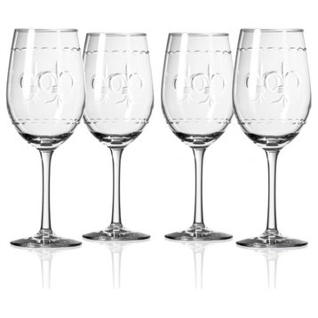 Fleur De Lis White Wine Glass, 12 Oz., Set of 4