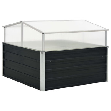 vidaXL Cold Frame Raised Bed with Cover Greenhouse Anthracite Galvanized Steel