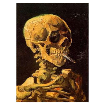 Skull With Burning Cigarette Print