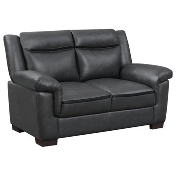 Loveseat with Faux Leather Upholstery, Dark Brown