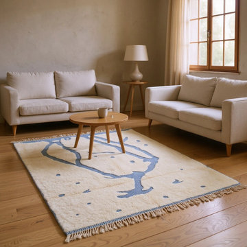 Mrirt Slate Blue Wool Rug in Modern Living Room