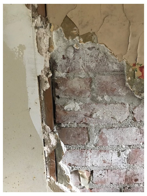 Where The Brick Chimney Meets Drywall - Drywall On Brick