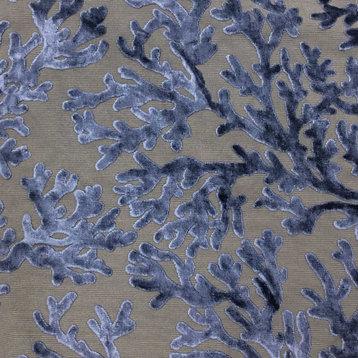 Scuba Coral Burnout Velvet Upholstery Fabric, Navy
