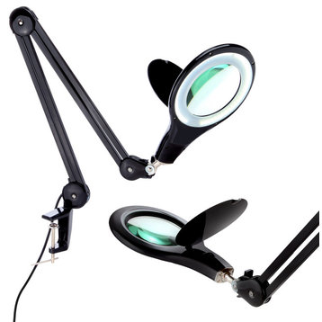 Brightech Lightview Desk Lamp with Clamp, 5 Diopter Glass Lens, Black