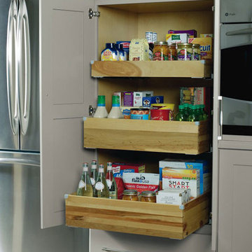 Kemper Cabinets: Deep Roll Trays in Pantry Top Unit