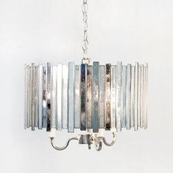 Worlds Away Faceted Antique Mirror Chandelier Pendant Lighting - Pendant Lighting
