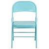 Bowery Hill Metal Folding Chair in Teal