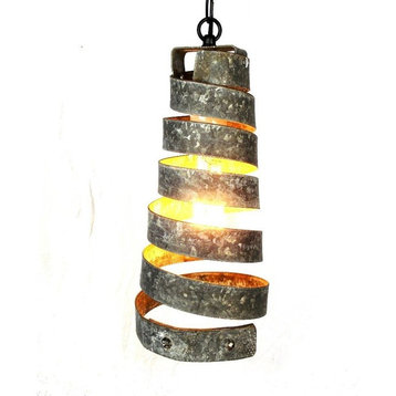 Wine Barrel Ring Pendant Light - Copula - Made from CA wine barrels, Black Pendant Cord