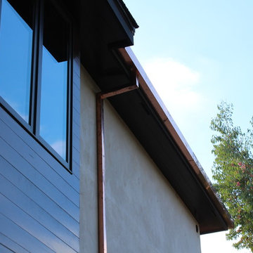 sectional 4x5 Box Gutters, 16 ounce Copper, Modern Home in Manhattan Beach, CA.