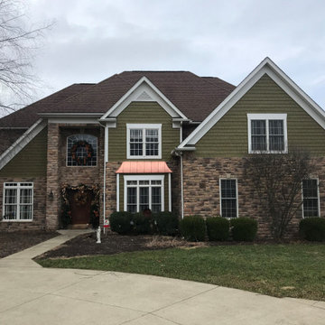 Exterior Stone Work, New Deck Roof, Stained Pine Deck Ceiling, New Deck