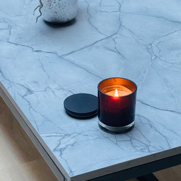 Table basse en métal noir & marbre gris