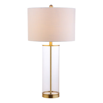 Collins 29.25" Glass Table Lamp, Brass Gold