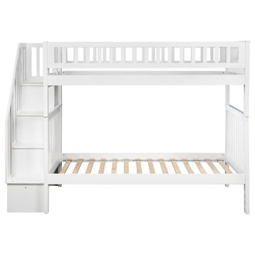 Woodland Staircase Bunk Bed Twin Over Twin, White