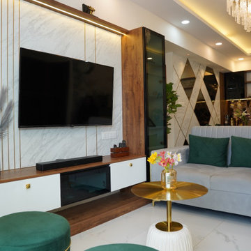 Anusha & Poorna's Abode, V Regaliaa | 3BHK Apartment Interiors | Living Room