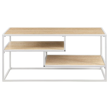 Floating Wood Shelf TV Stand for TVs up to 43 Inches Coastal Oak / White