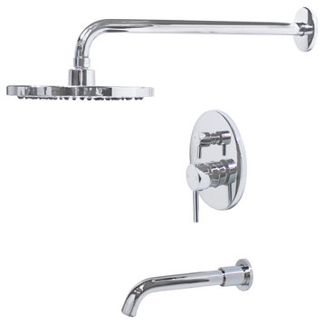 RADIANCE Shower and Bathtub Combo Set with Rough-in Valve, Chrome