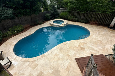Inspiration for a mid-sized tropical backyard natural pool remodel in Atlanta