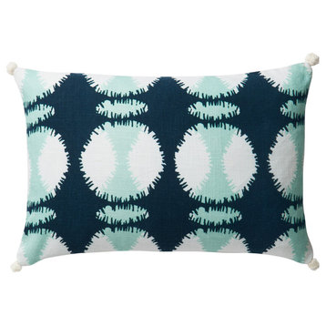 Loloi x Justina Blakeney Dset Pillow Cover With Down, Teal and White, 13"