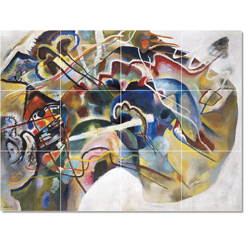 Wassily Kandinsky Abstract Painting Ceramic Tile Mural #55, 24"x18"