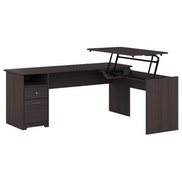 Cabot 72W 3 Position Sit to Stand L Desk in Heather Gray - Engineered Wood