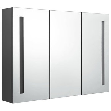 vidaXL Bathroom Cabinet Medicine Cabinet LED Mirror Cabinet Wall Mounted Gray