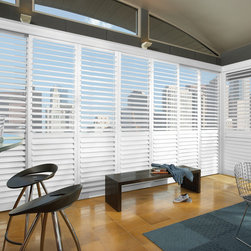 NewStyle&reg; hybrid shutters with Bypass Track system - Window Treatments