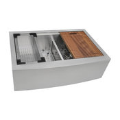 Ruvati 33" Workstation Low-Divide Double Bowl 60/40 Farmhouse Kitchen Sink
