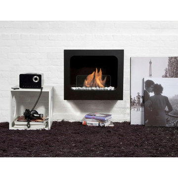 Columbus Black Wall Mounted Ethanol Fireplace