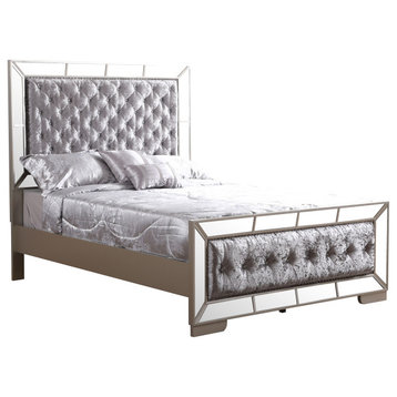 Hollywood Hills Full Panel Beds, Silver Champagne