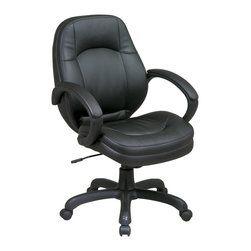 Deluxe Mid Back Black Leather Office Chairs - Office Chairs