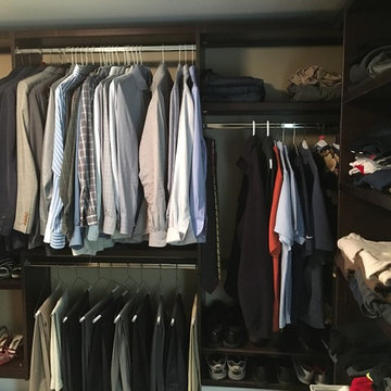 Espresso closet w/ triple dresser closet