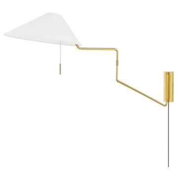 Aisa 1-Light Portable Wall Sconce Aged Brass