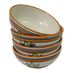 Le Souk Ceramique - Stoneware Deep Sauce/Ice Cream Bowls, Set of 4, Salvena Design - Serving And Salad Bowls