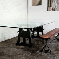 Industrial glass-top dining table - Dining Tables