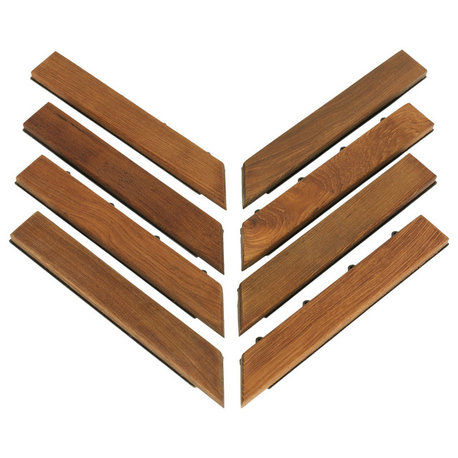 U-Snap Corner Piece Interlocking Flooring, Solid Teak Wood, Set of 8