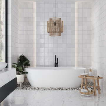 White 5x5 Glossy Subway Ceramic Tile