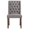 Maisie Brown Finish Tufted Linen Upholstered Side Chair, Set of 2, Grey