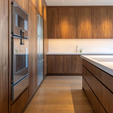 Walnut, Spray Painted and Liquid Metal Kitchen, Chiselhurst, Kent