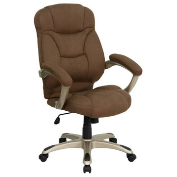 Office Chair, Swivel Design With Comfortable High Backrest , Brown Microfiber
