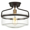 1-Light Semi-Flush Mount, Oiled Rubbed Bronze and Brass