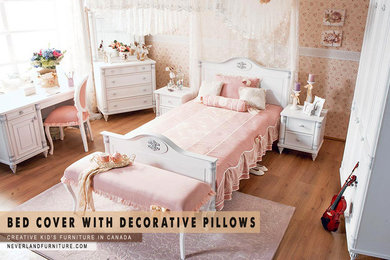 Romantic Series - Bed Cover with Two Decorative Pillows for Young Girls