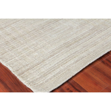 Castelli Handmade Hand Loomed Wool and Bamboo Silk Light Beige Area Rug, 10'x14'