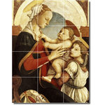 Picture-Tiles.com - Sandro Botticelli Religious Painting Ceramic Tile Mural #95, 36"x48" - Mural Title: Madonna And Child With An Angel